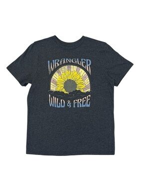 Wrangler Womens S Classic T-Shirt Wild & Free Sunflower Graphic Retro Gray